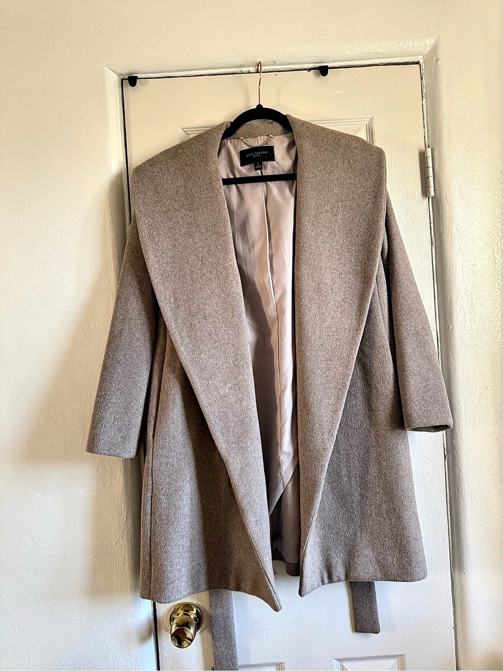 Ann Taylor Petite Shawl Collar Wrap Coat Brown Small